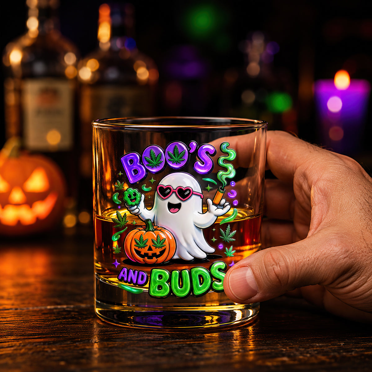 Stoner Boo Round Glass - Personalized Halloween Gifts 04TODT170826-Homacus