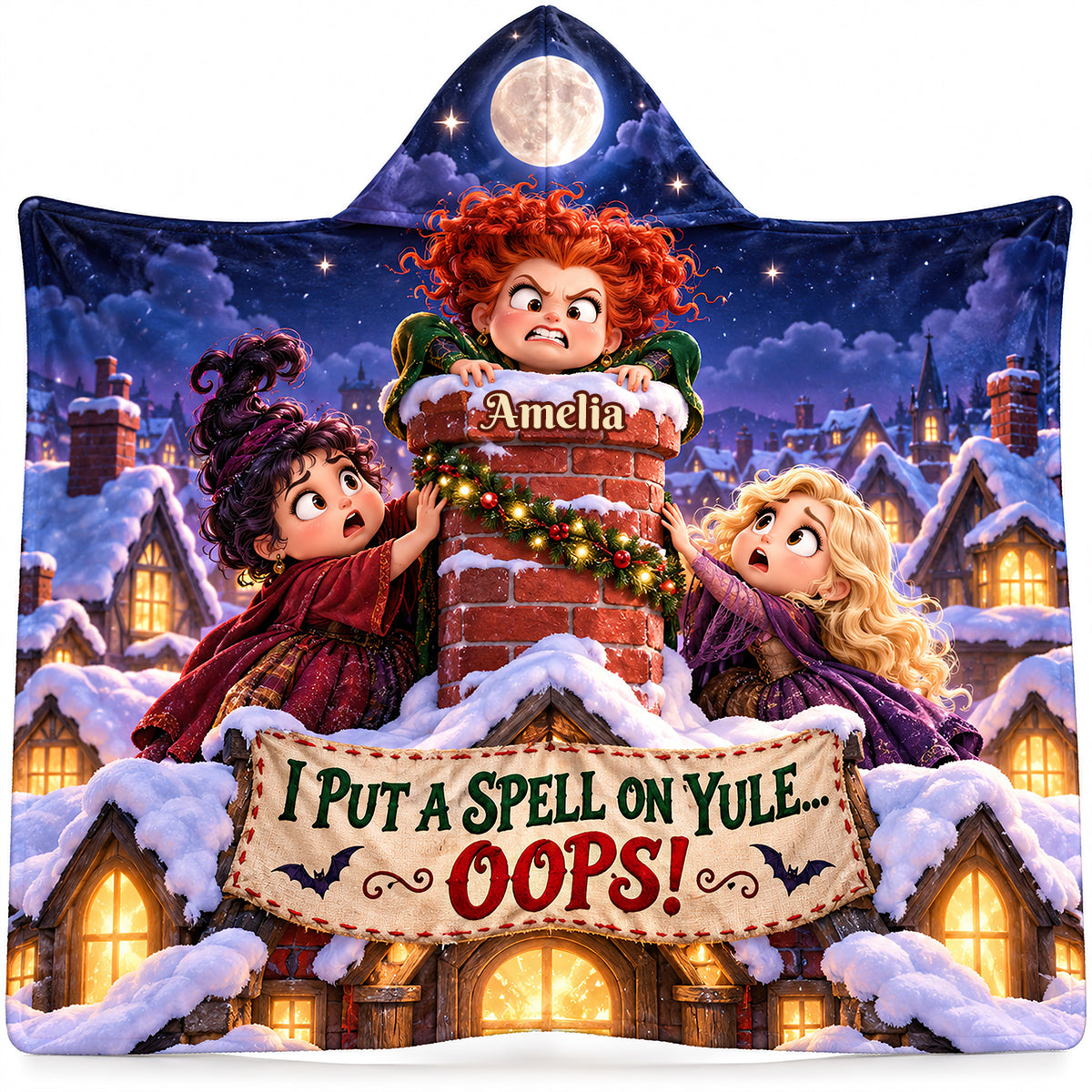 Macabre Spell Sisters Whimsical Christmas Night Hood Blanket - Personalized Christmas Gifts 05hadt241026-Homacus