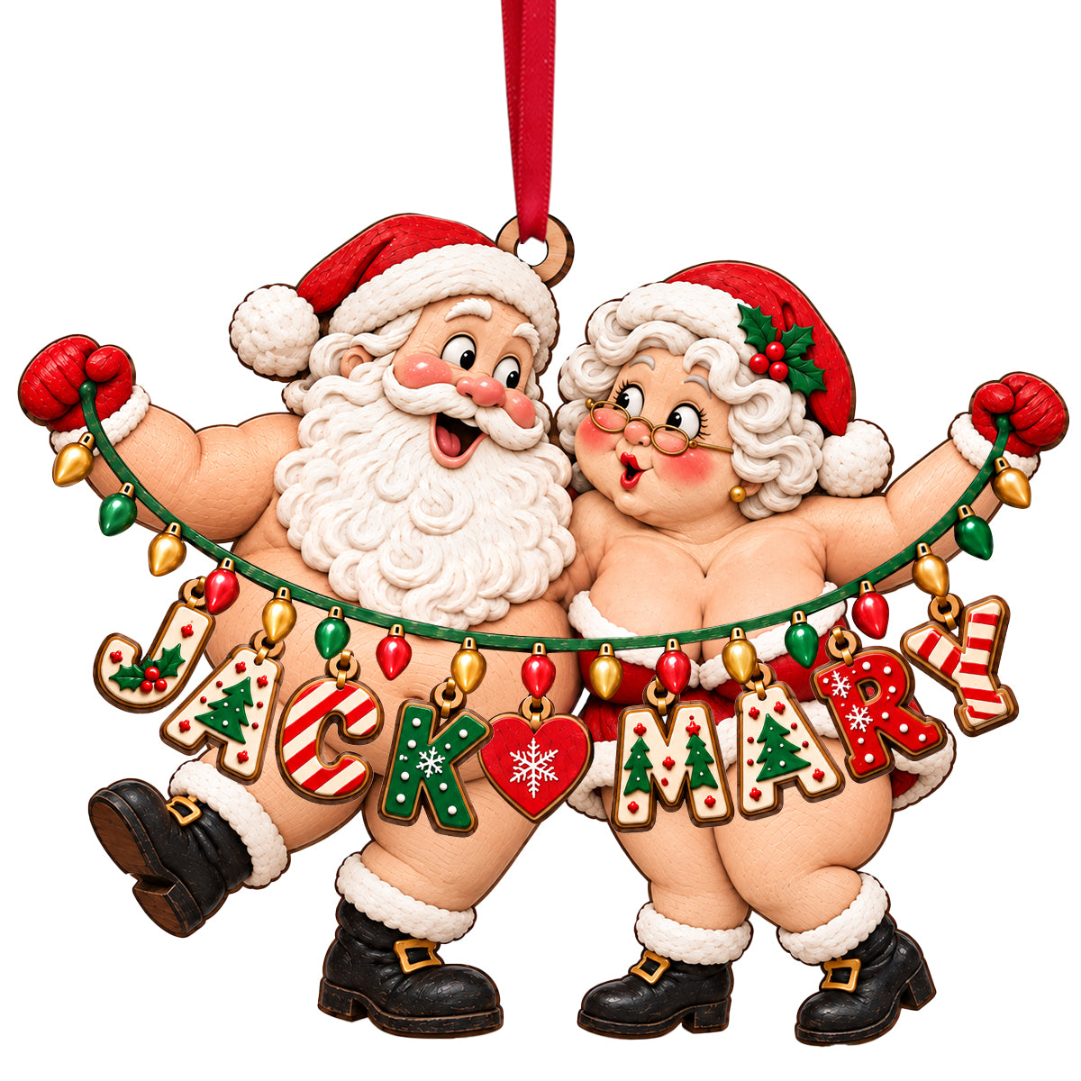 Name Art Fun Santa Couple Ornament - Personalized Christmas Gifts For Couples 02qhtn151026-Homacus