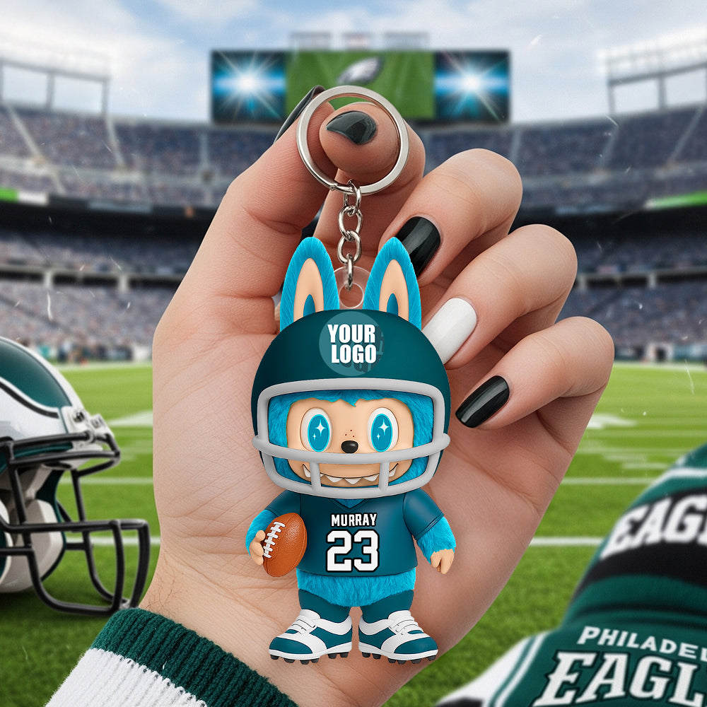Monster American Football Keychain Personalized Football Gifts 05HUDT170625-Homacus