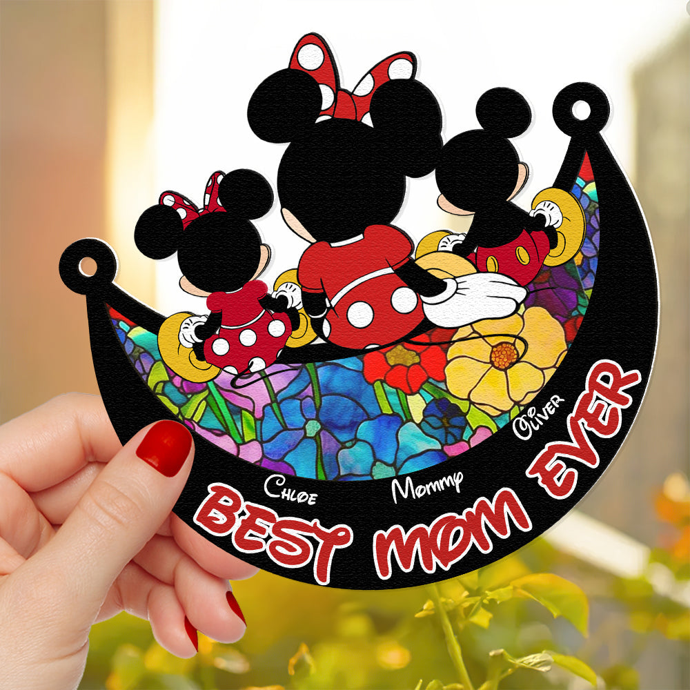 Personalized Gifts For Mom Window Hanging Suncatcher Ornament Mother's Day Mouse Mom And Kids 01ACDT240325-Homacus