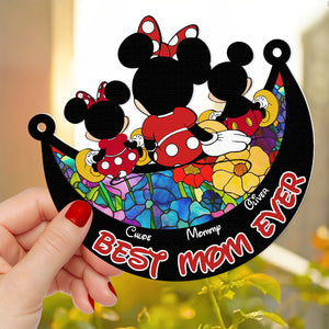 Personalized Gifts For Mom Window Hanging Suncatcher Ornament Mother's Day Mouse Mom And Kids 01ACDT240325-Homacus