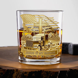 Trucker Christian Round Whiskey Glass - Personalized Gifts For Christian 02TGDT290725-Homacus