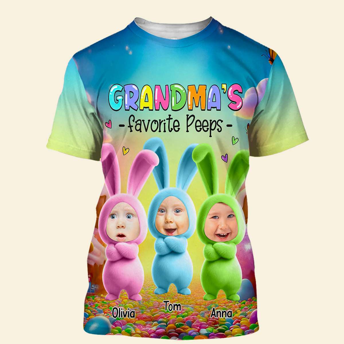 Custom Photo Gifts For Grandma Shirt Bunny Grandkids 01TGDT100325-Homacus