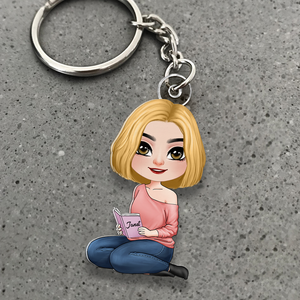 Personalized Gifts For Book Lover Keychain Reading Girl 02QHHU080425HH-Homacus