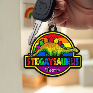 Colorful Dinosaur Keychain – Personalized Gifts for LGBTQ+ Pride 03hupu050625-Homacus