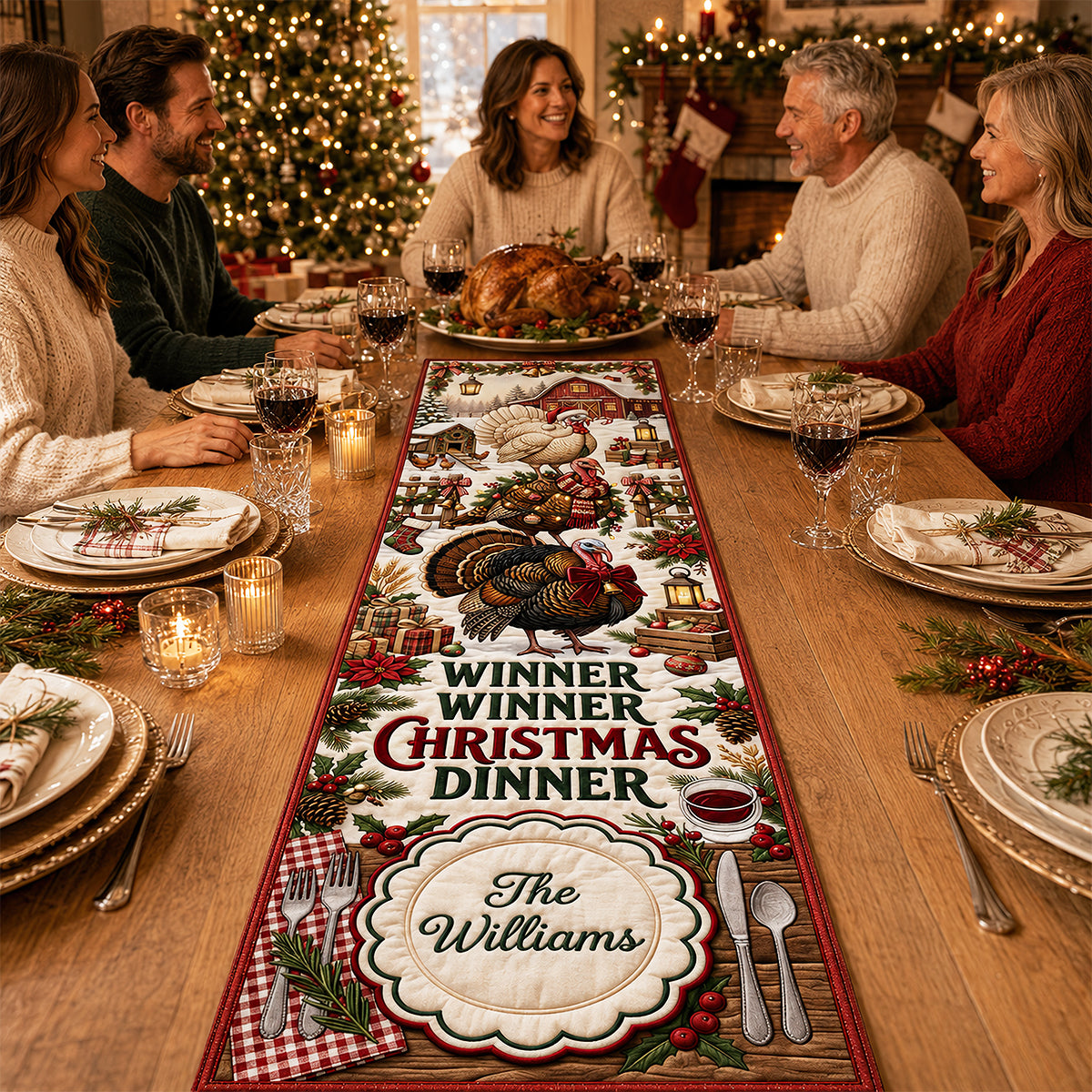 Winner Winner Christmas Dinner Quilted Table Runner - Personalized Christmas Gifts 07padt150826-Homacus