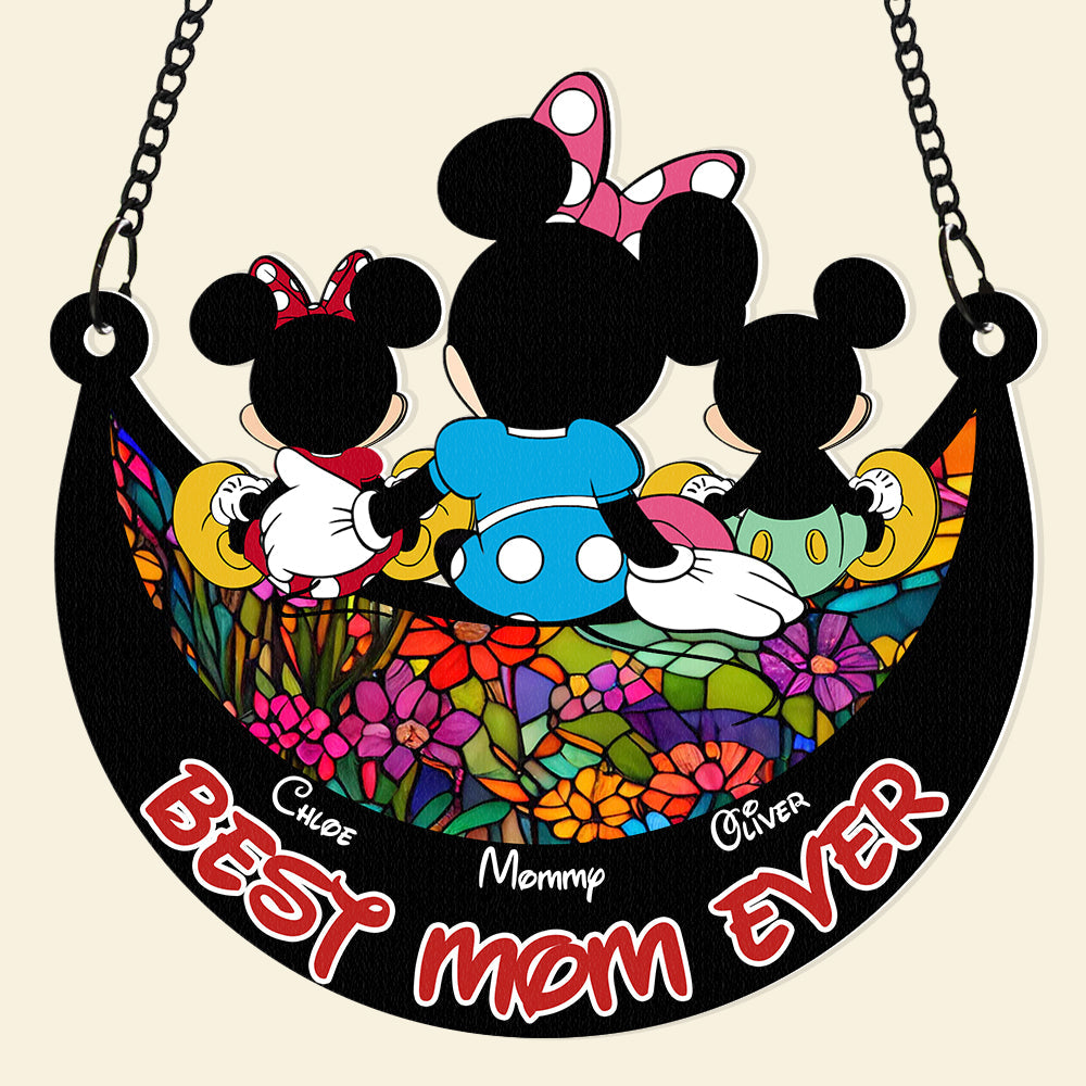Personalized Gifts For Mom Window Hanging Suncatcher Ornament Mother's Day Mouse Mom And Kids 01ACDT240325-Homacus