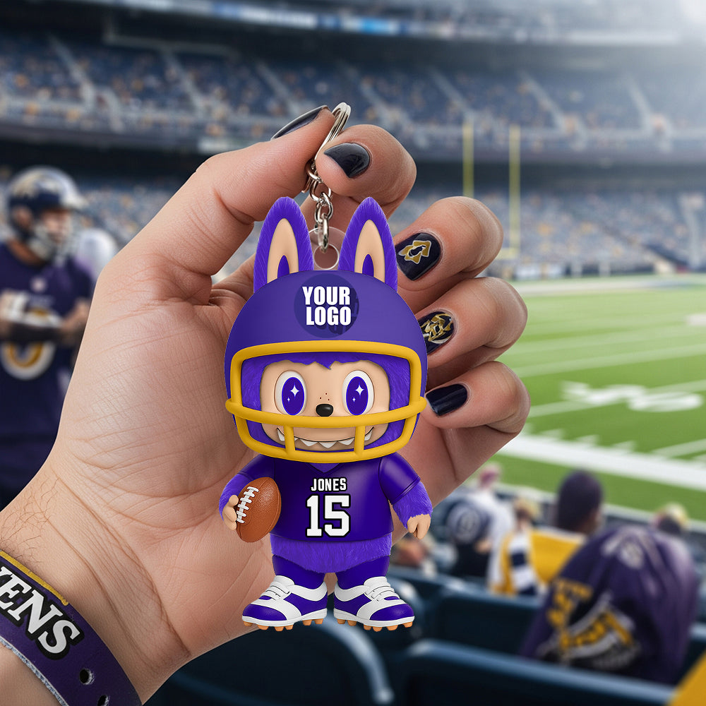 Monster American Football Keychain Personalized Football Gifts 05HUDT170625-Homacus