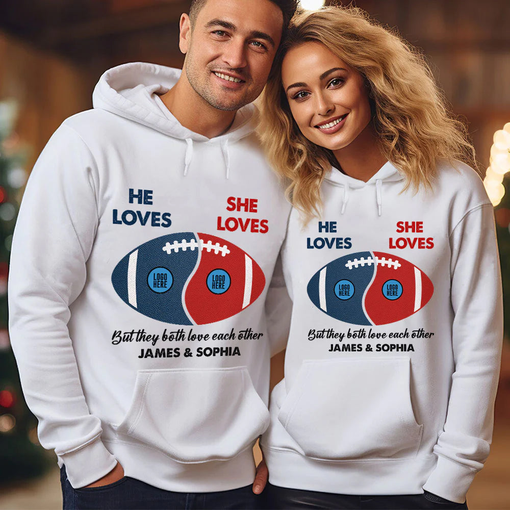 Custom Team Logo Shirt 05huti130123 American Football Shape Gifts For Couple-Homacus