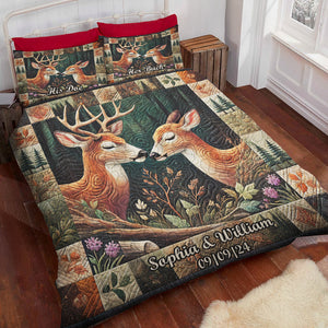 Personalized Gifts For Couple Quilt Bed Set, Romantic Deer Couple 03qhdt241224-Homacus