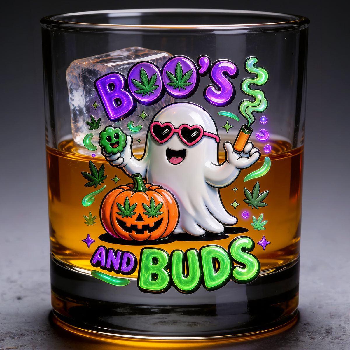 Stoner Boo Round Glass - Personalized Halloween Gifts 04TODT170826-Homacus