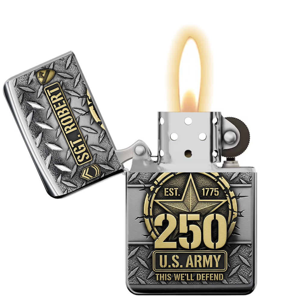 Military 250th Anniversary Flame Lighter - Custom Branch Division Logo For Veteran-Homacus