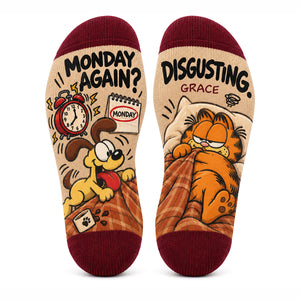 Monday Morning Routine Of A Lazy Orange Tabby Socks - Personalized Gifts 07hadt170926
