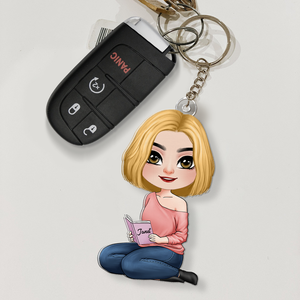 Personalized Gifts For Book Lover Keychain Reading Girl 02QHHU080425HH-Homacus