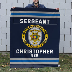 Police Department Blanket - Custom Police Department Logo Gifts For Police & Law Enforcement With Name, Number Tag 07qhqn311024-Homacus