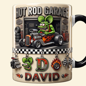 Cute Alphabet Christmas Fun Rat Fink Accent Mug - Persoalized Gifts For Hot Rod Lovers 04patn280926
