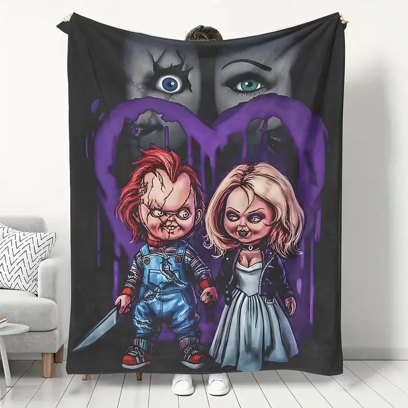 Creepy Doll Couple Horror Blanket - Spooky Gifts For Couple 92laxx180725-Homacus