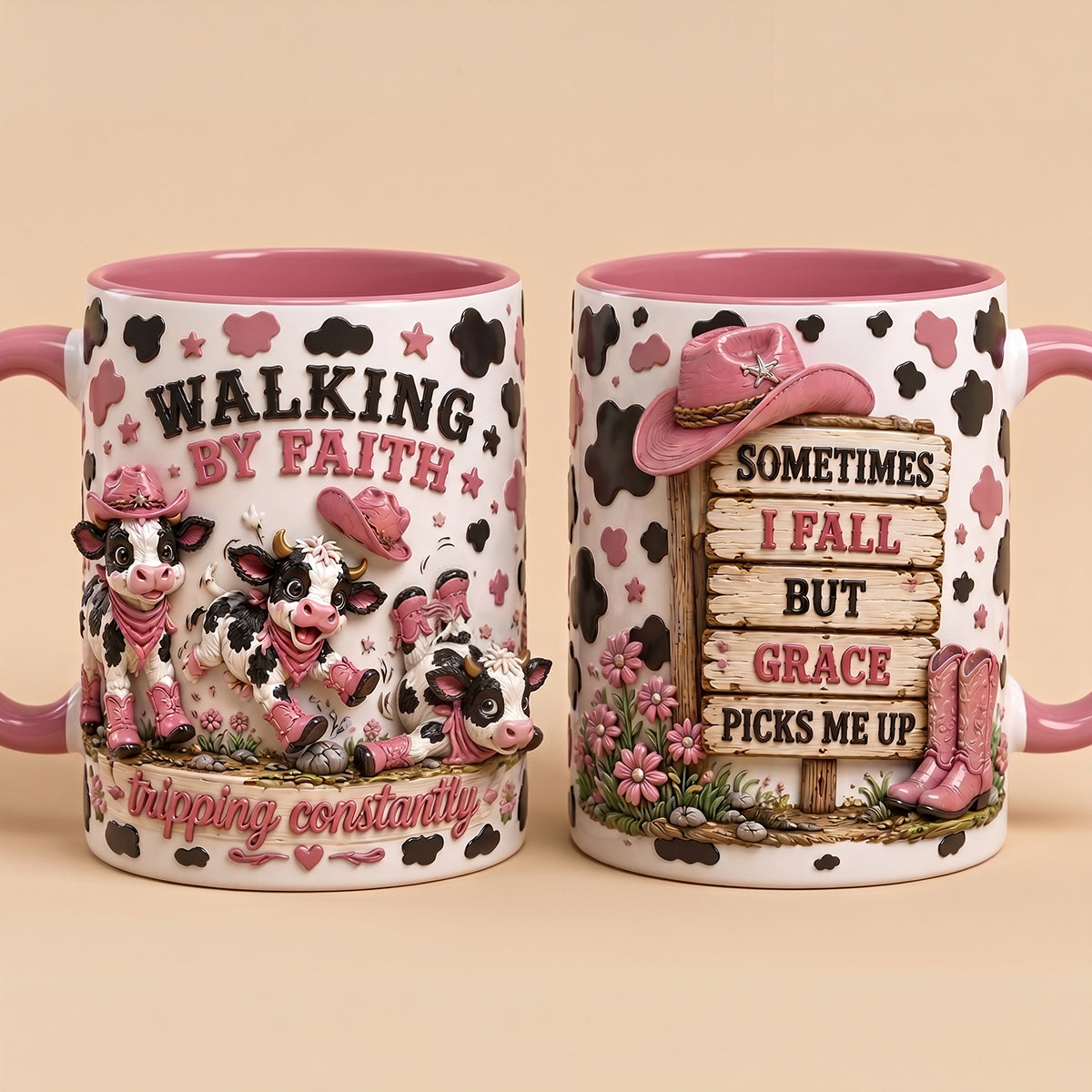 Walking By Faith Calf Coffee Mug - Personalized Gifts For Christian 06PADT250726