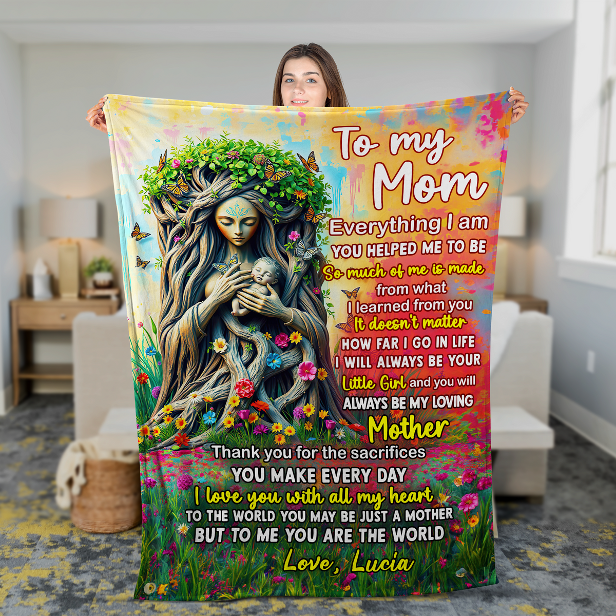 Personalized Gifts For Mom Blanket 02hupu170225 You Are The World-Homacus