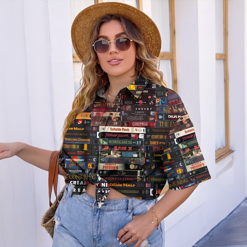 Horror Tape Stack Hawaiian Shirt - Gifts For Horror Lovers 01huti270526-Homacus