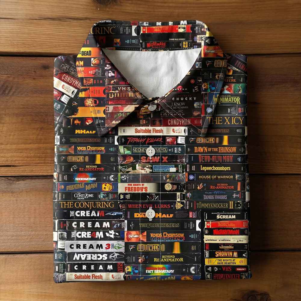 Horror Tape Stack Hawaiian Shirt - Gifts For Horror Lovers 01huti270526-Homacus