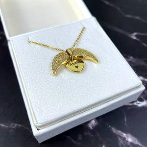 Personalized Memorial Gifts For Heaven Couple Angel Wings Necklace-Homacus