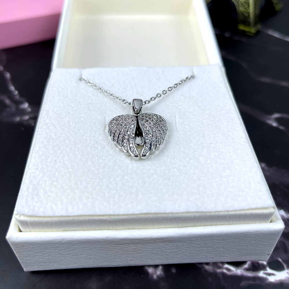 Personalized Memorial Gifts For Heaven Couple Angel Wings Necklace-Homacus