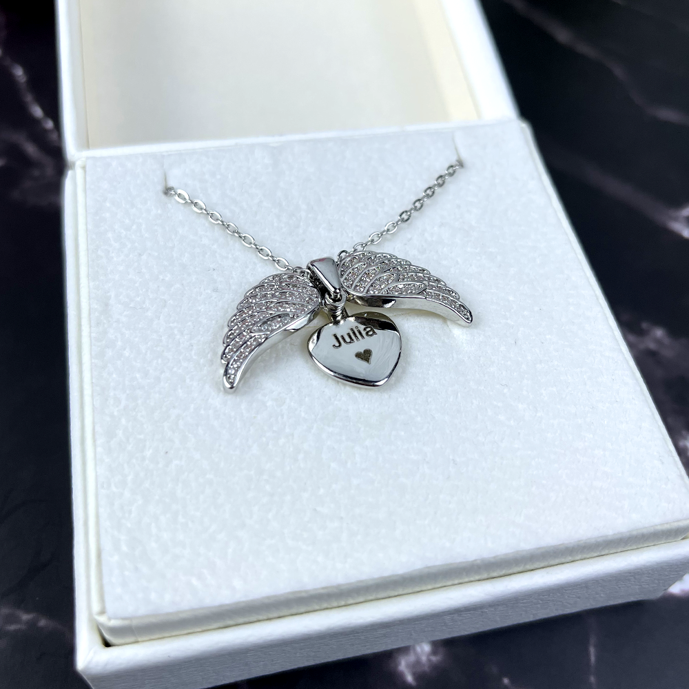 Personalized Memorial Gifts For Heaven Couple Angel Wings Necklace-Homacus