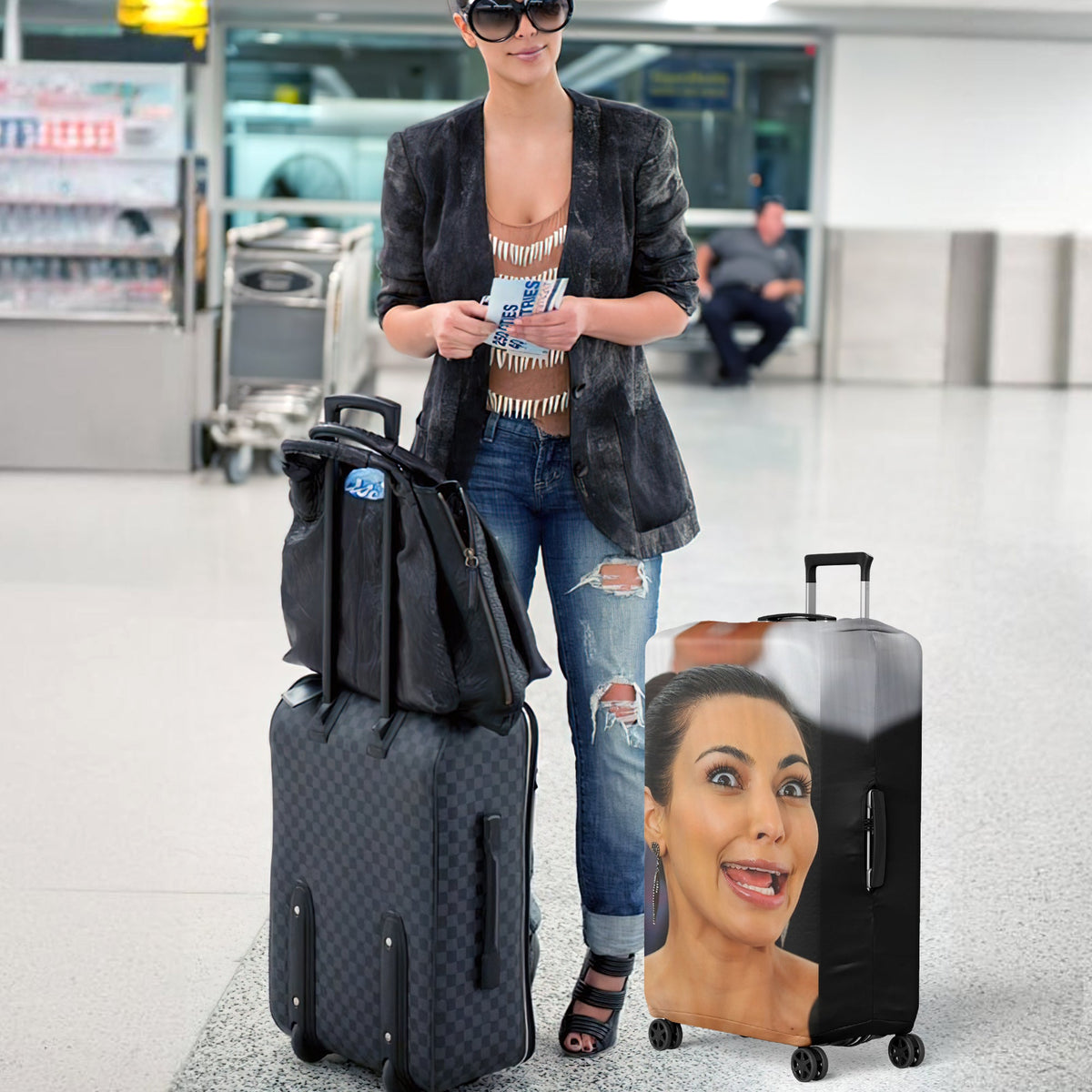 Custom Photo Luggage Cover, Humorous Gift For Upcoming Trips 01qhqn060724-Homacus