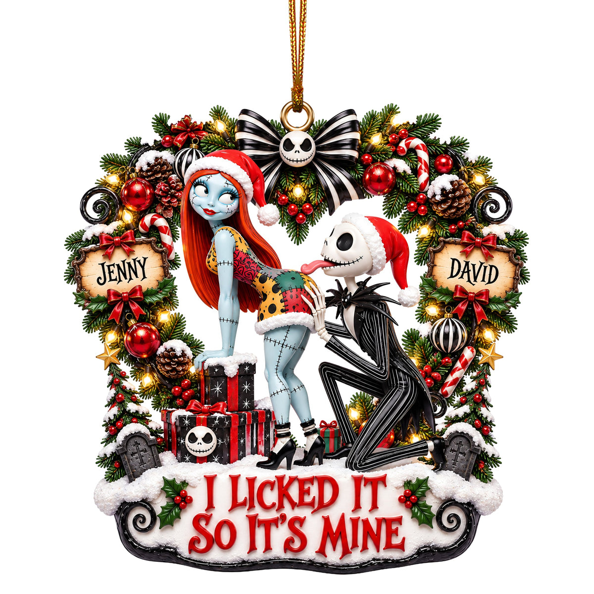 Spooky Couple Ornament - Personalized Gifts For Couple Christmas Ornament 03TYLU110926-Homacus