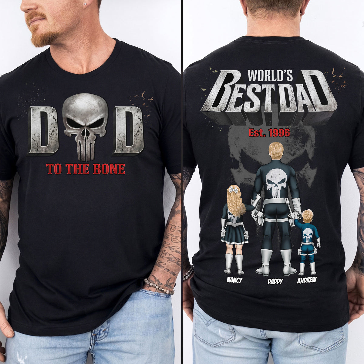 Dad And Kids Warrior Shirt Personalized Father's Day Gifts 02HUTI260526-Homacus