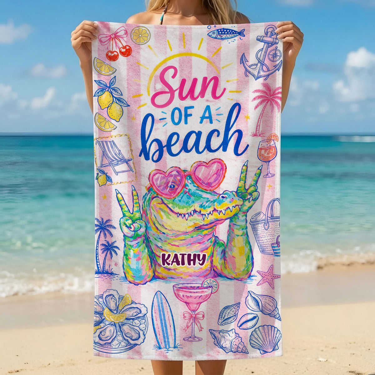 Preppy Sassy Girly Beach Towel, Personalized Gifts For Slay Girls 05qhti200726-Homacus