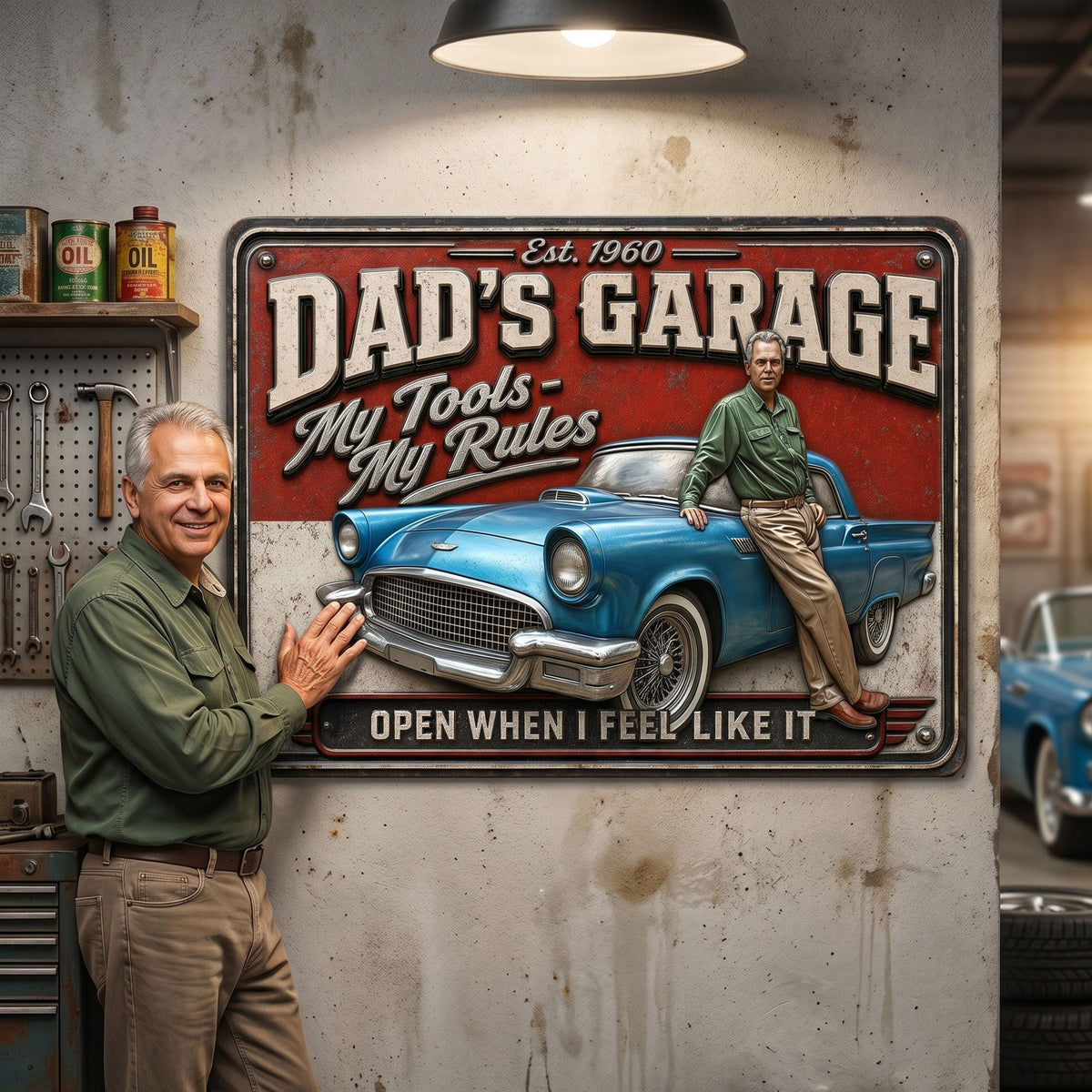 Retro Car Garage Dad Metal Sign - Personalized Custom Photo Gifts For Dads 03HUTI200526-Homacus