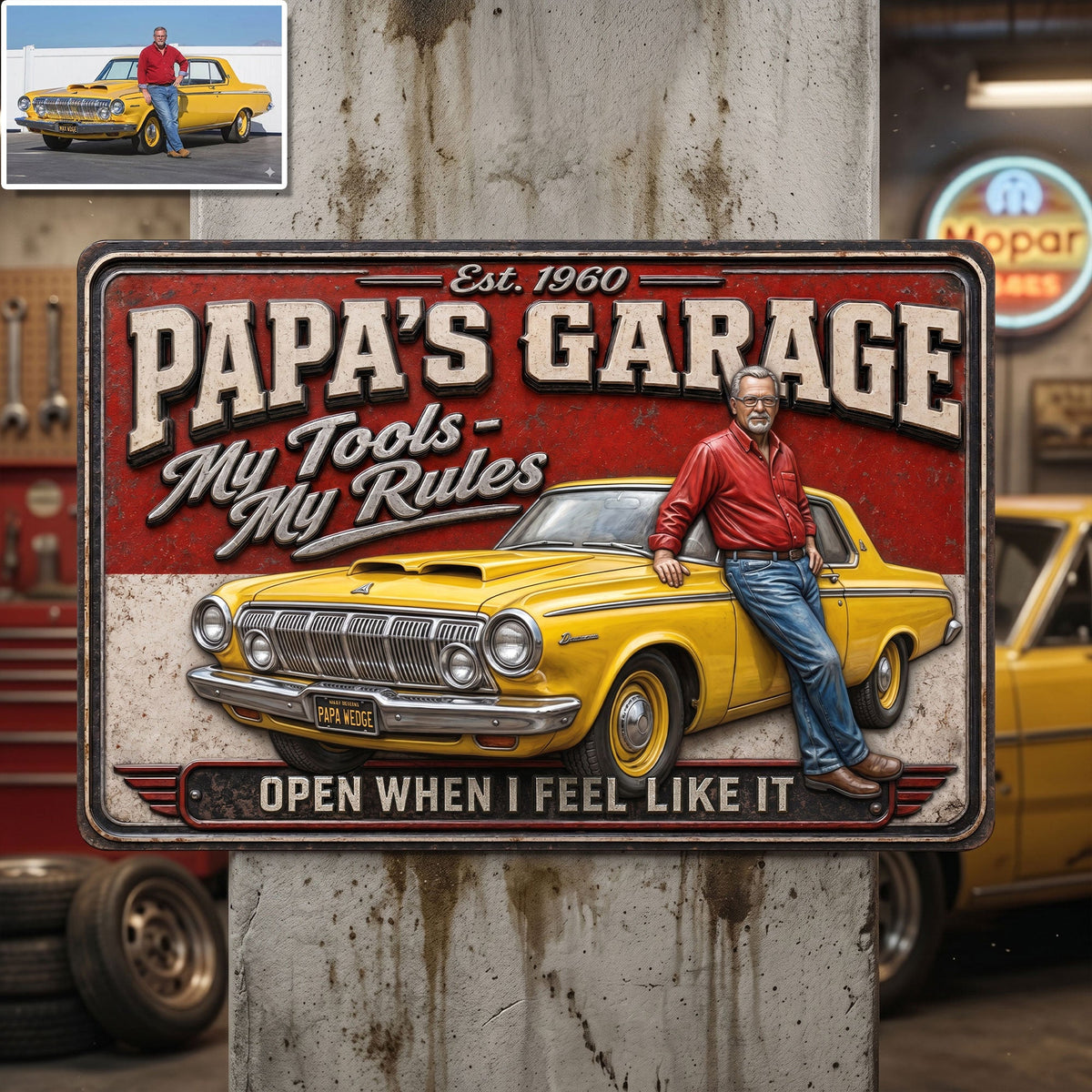 Retro Car Garage Dad Metal Sign - Personalized Custom Photo Gifts For Dads 03HUTI200526-Homacus