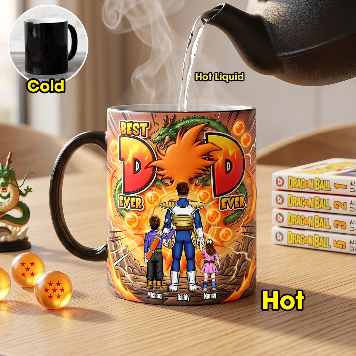 Legend Fighter Dad And Kids Magic Ceramic Coffee Mug - Personalized Gifts For Father's Day Magic Mug 04HUTI120526-Homacus