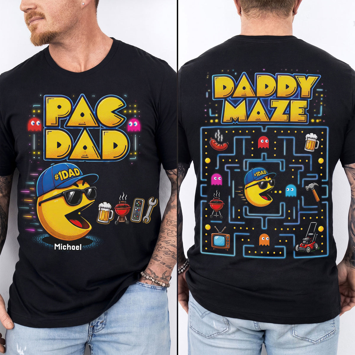 Retro Arcade Dad Shirt - Personalized Gift For Dads 03HUTI120526-Homacus