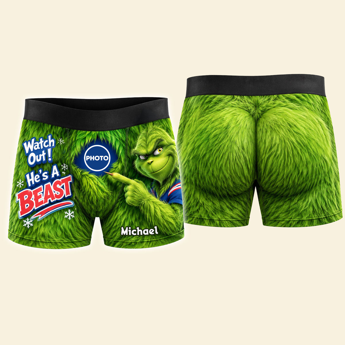 Watch Out He's a Beast Furry Mischief Men Boxer - Personalized Gifts For Sport Lovers 04huti011026