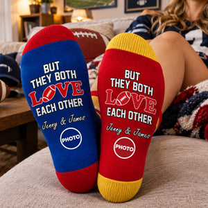 But They Both Love Each Other Middle Tube Socks - Personalized Gifts For Sports Loving Couple 01huti091026-Homacus