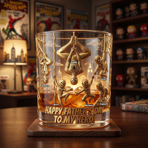 Father And Kids Hero Glass Mug - Personalized Gifts For Dad 02PATI190526-Homacus