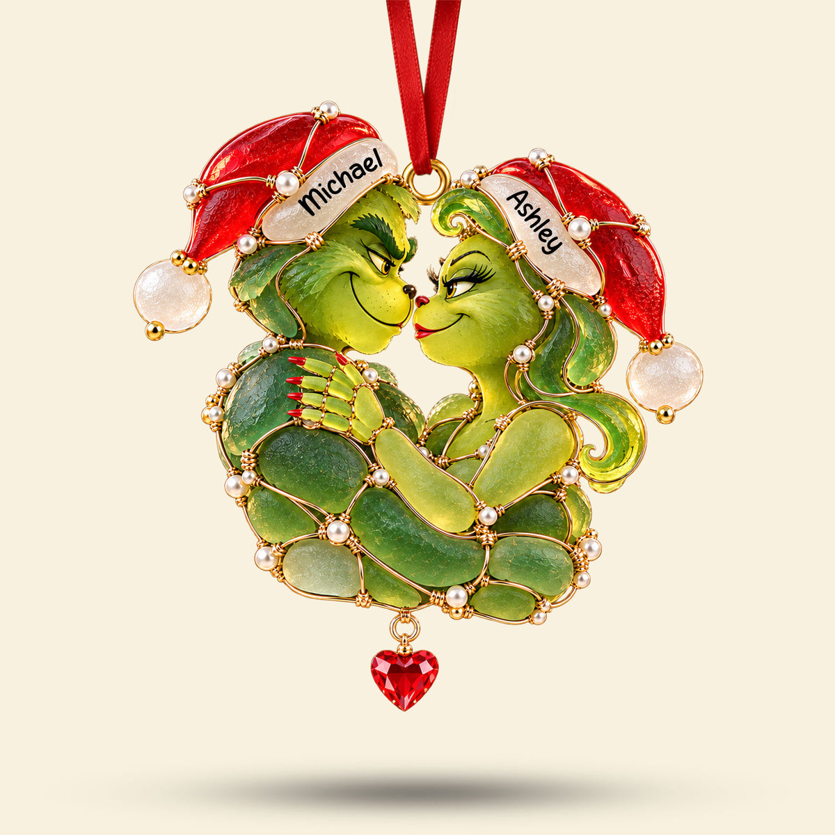 Cute Sea Glass Effect Ornament - Personalized Gifts For Couple 05QHTI161026-Homacus