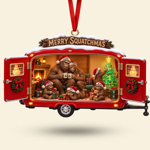 Cozy Camping Bigfoot Family Ornament - Personalized Christmas Gifts For Camping & Bigfoot Lovers 02qhti131026