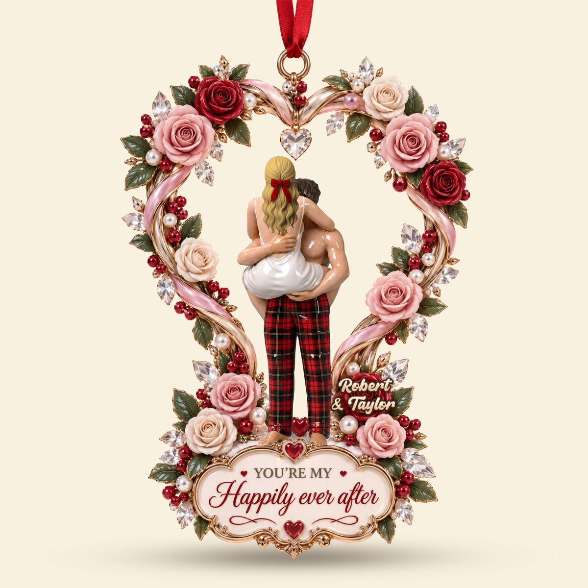Affectionate Love Rose Ornament - Personalized Gifts For Couple 01qhti170926
