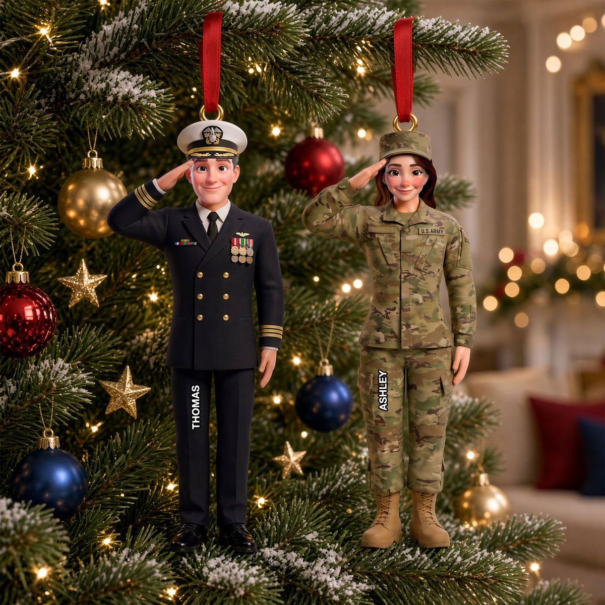 Service and Loyalty Christmas Ornament - Personalized Gifts For Veterans 03huti280926