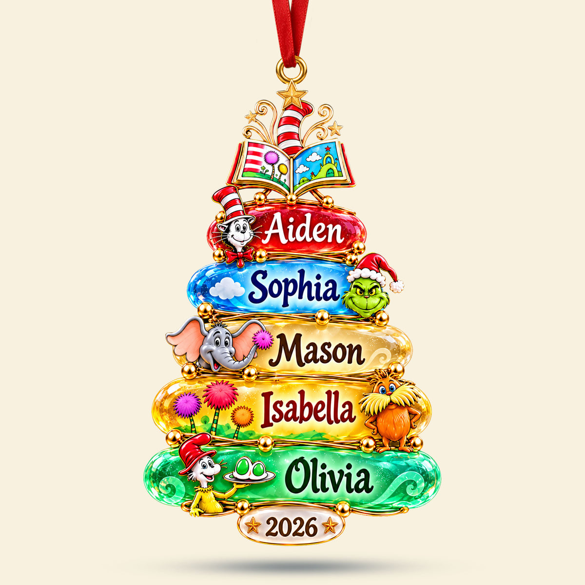 Whimsical Bookish Christmas Acrylic Ornament - Personalized Christmas Gifts For Reading Lovers Family 02pati101026-Homacus