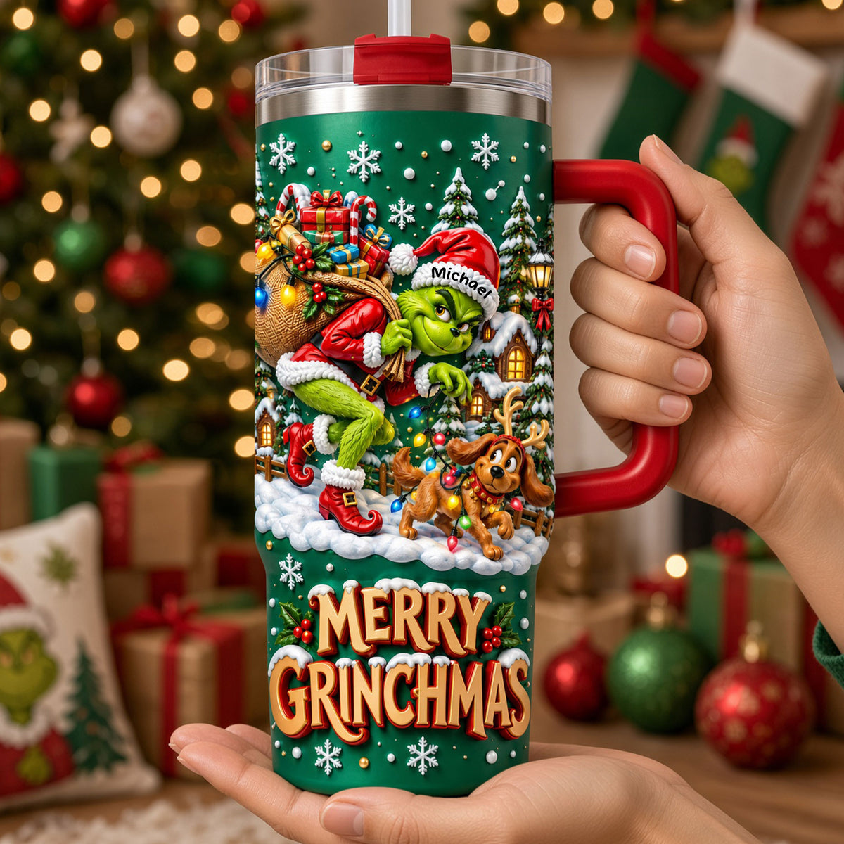 Christmas Mischief Colorful 40oz Tumbler With Handle - Personalized Christmas Gifts 05tyti061026-Homacus