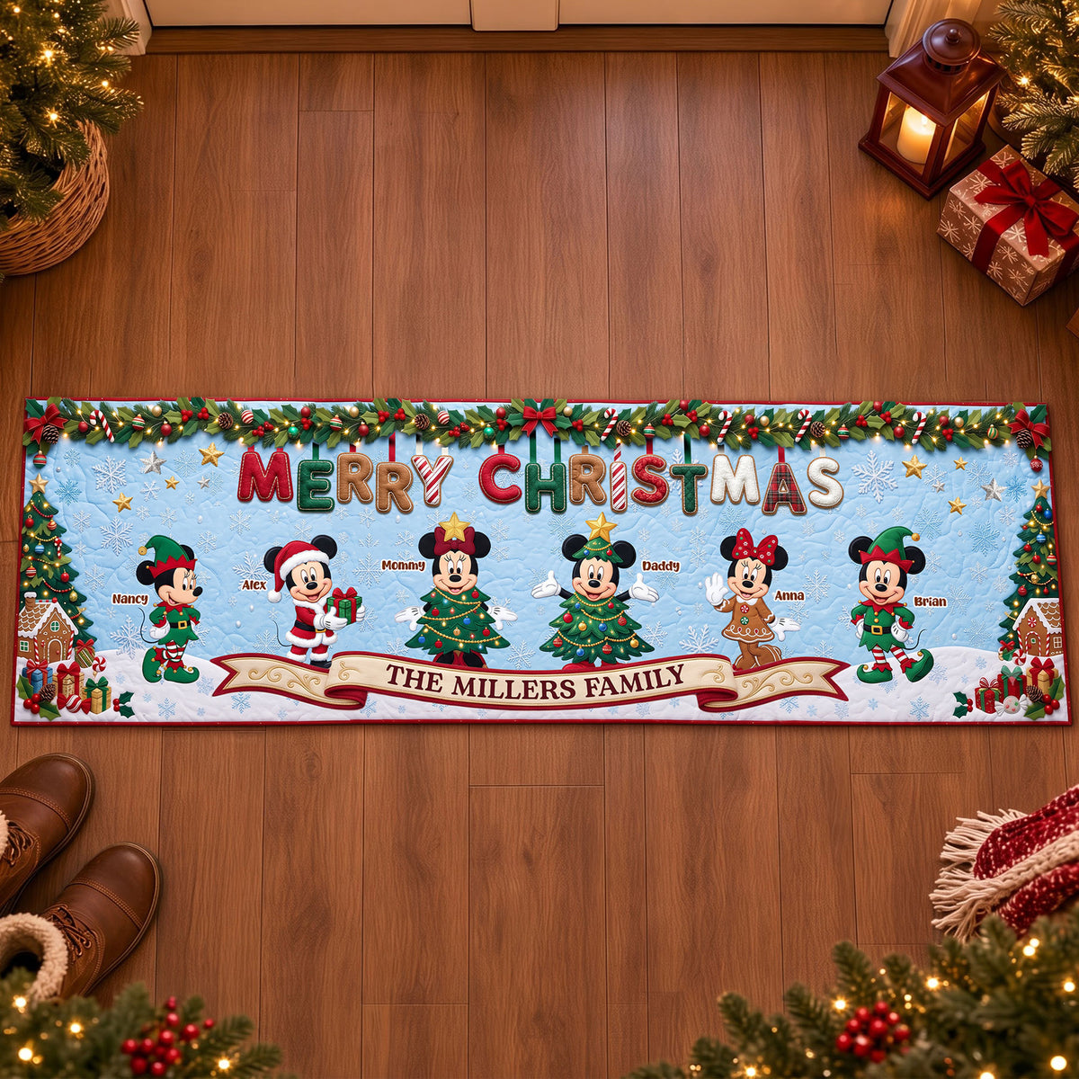 Christmas Family Runner Rug - Personalized Gifts For Christmas Runner Rug 02PATI040926