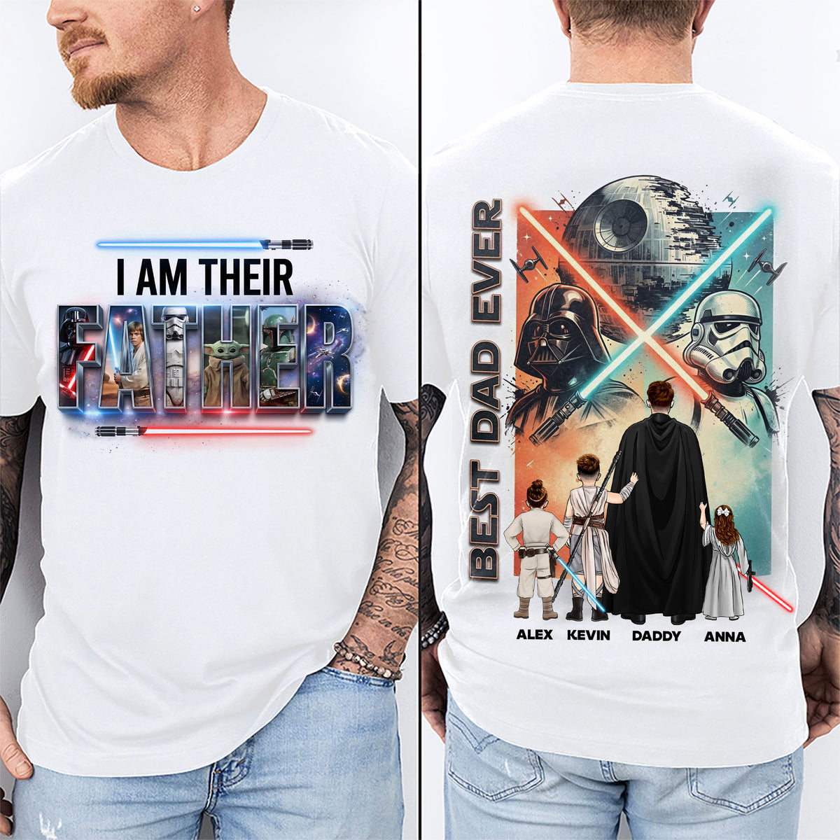 Futuristic Dad & Little Kids 2D Shirt - Personalized Gifts For Dads 04NATI150526DAHH-Homacus