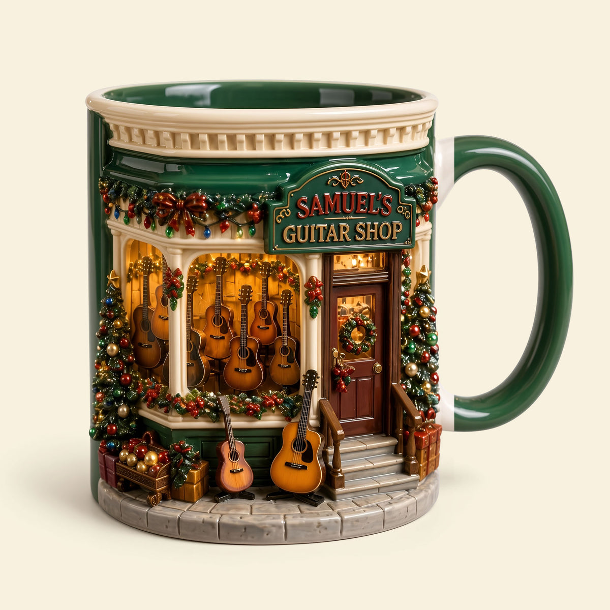 Festive Guitar Shop Accent Mug, Personalized Gifts For Guitar Lovers 05qhti190826-Homacus