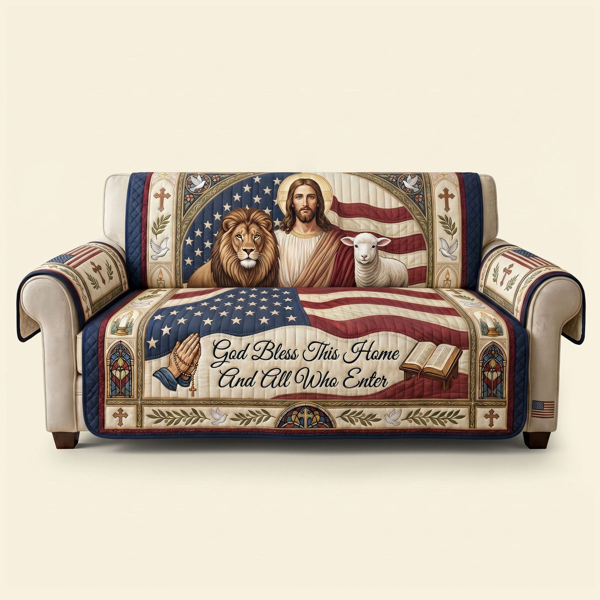 God Bless This Home And All Who Enter Quilted Sofa Cover - Personalized Gifts For Family 03huti220626-Homacus